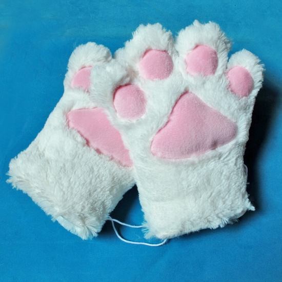 Kocie łapy białe - rękawiczki