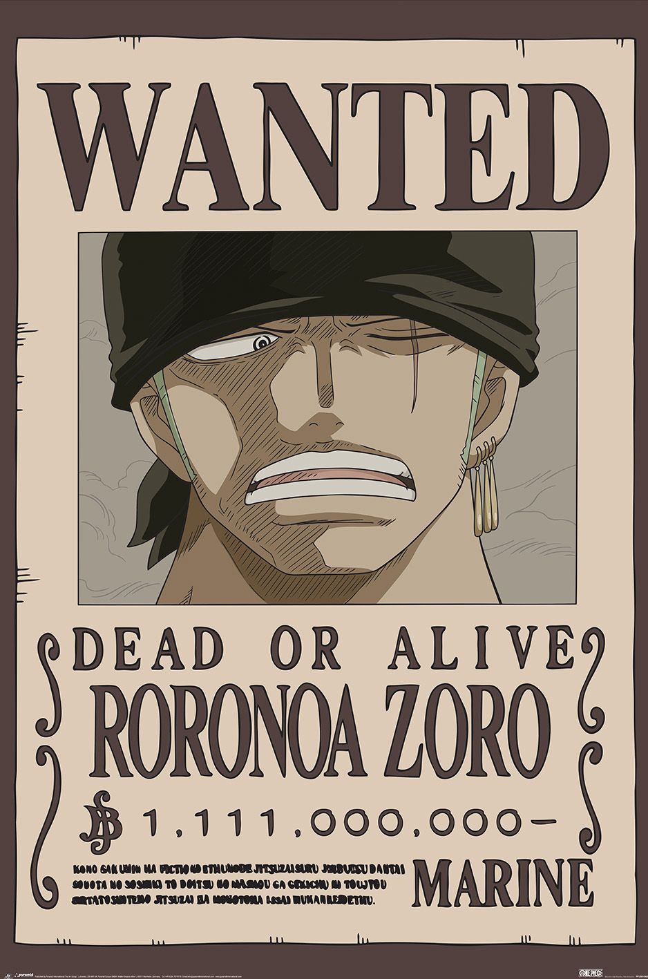 Plakat - Zoro Wanted/One Piece (PP2501065)