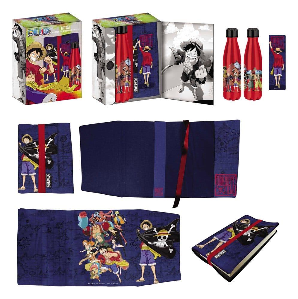 Preorder: One Piece Steel Bottle, Sticker, Book Cover Gift Set Blue
