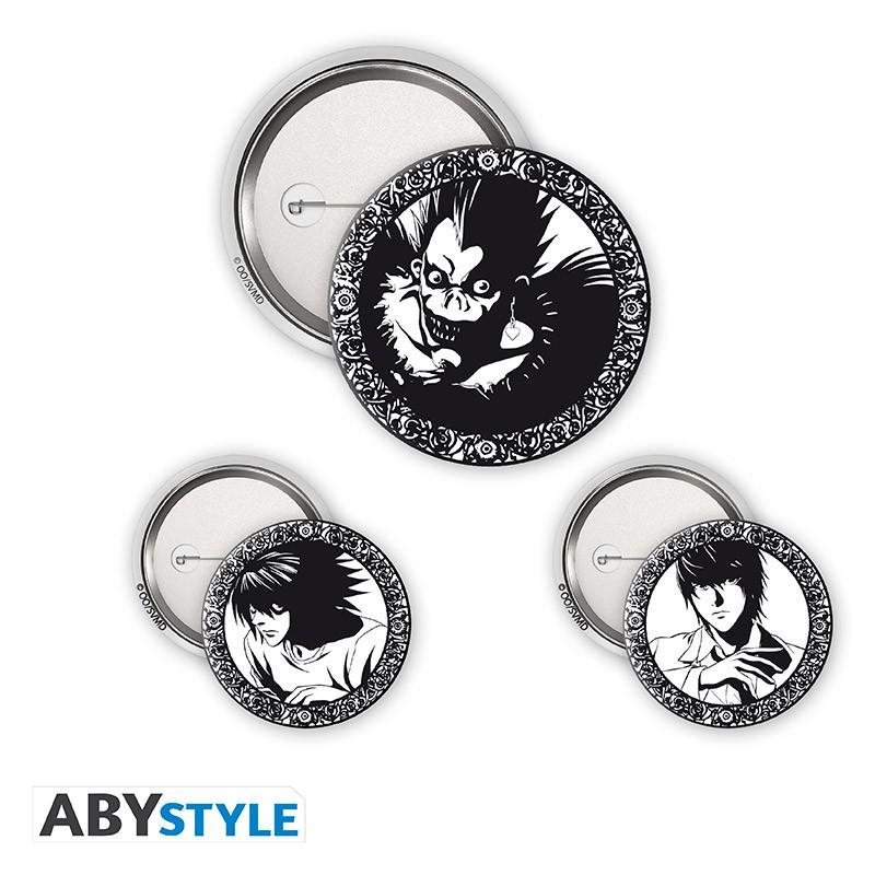 Zestaw przypinek - Light, L & Ryuk (Death Note)