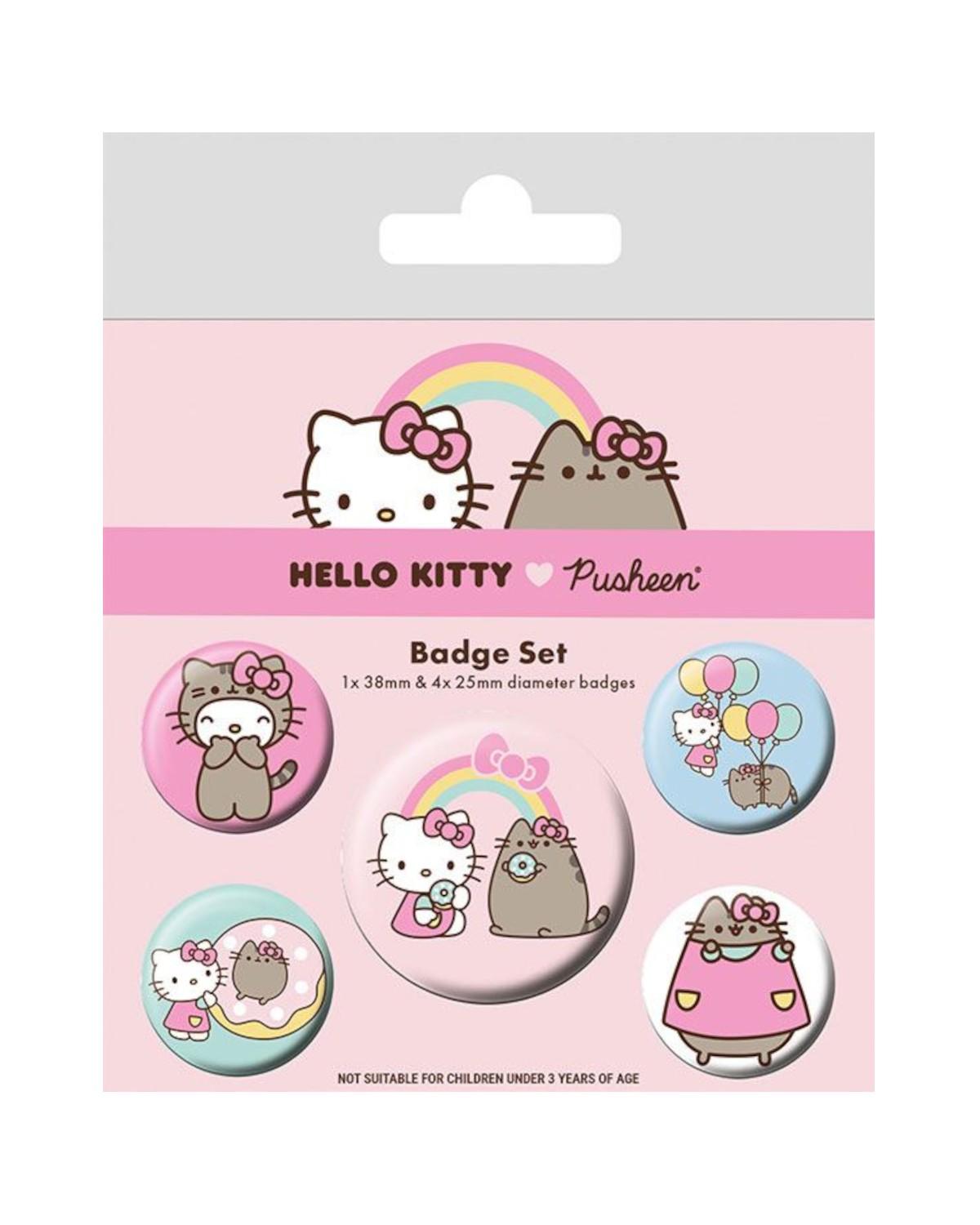 Zestaw przypinek - Hello Kitty x Pusheen