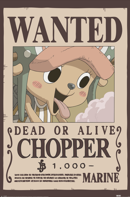 Plakat - Chopper Wanted/One Piece (PP2510041)